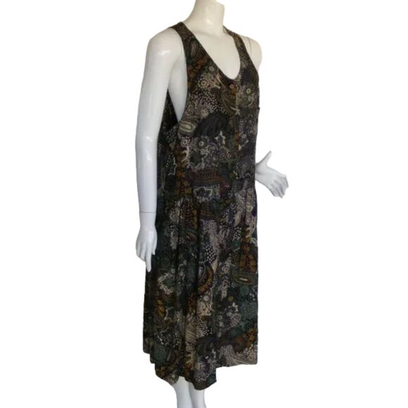 BOOM Dress, L, Vintage 80s, Paisley Jumper, Patch pockets, Midi length, Darker - Picture 2 of 11